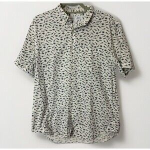 Old Navy Men's Slim Fit Built in Flex White Ocean Print Size Large Pre-Owned